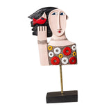 Maxbell Abstract Human Statue Resin Face Figurine Sculpture for Bookcase Table Decor Women Circle