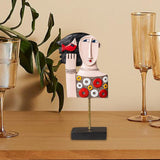Maxbell Abstract Human Statue Resin Face Figurine Sculpture for Bookcase Table Decor Women Circle