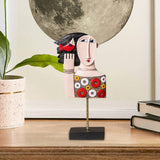 Maxbell Abstract Human Statue Resin Face Figurine Sculpture for Bookcase Table Decor Women Circle