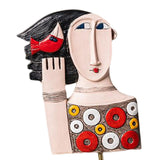Maxbell Abstract Human Statue Resin Face Figurine Sculpture for Bookcase Table Decor Women Circle