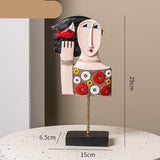 Maxbell Abstract Human Statue Resin Face Figurine Sculpture for Bookcase Table Decor Women Circle
