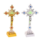 Maxbell Jesus Cross Lamp Statue Prayer Nightlight 3D Crucifix Night Light for Chapel Aureate