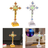 Maxbell Jesus Cross Lamp Statue Prayer Nightlight 3D Crucifix Night Light for Chapel Aureate