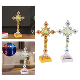 Maxbell Jesus Cross Lamp Statue Prayer Nightlight 3D Crucifix Night Light for Chapel Aureate