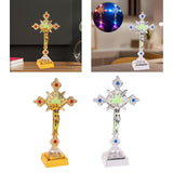 Maxbell Jesus Cross Lamp Statue Prayer Nightlight 3D Crucifix Night Light for Chapel Aureate