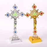 Maxbell Jesus Cross Lamp Statue Prayer Nightlight 3D Crucifix Night Light for Chapel Aureate