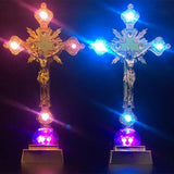 Maxbell Jesus Cross Lamp Statue Prayer Nightlight 3D Crucifix Night Light for Chapel Aureate