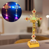Maxbell Jesus Cross Lamp Statue Prayer Nightlight 3D Crucifix Night Light for Chapel Aureate