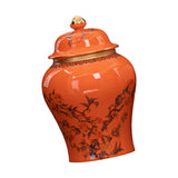 Maxbell Porcelain Ginger Jar Temple Jar Elegant Nine Peach Pattern for Party Desktop Orange