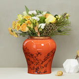 Maxbell Porcelain Ginger Jar Temple Jar Elegant Nine Peach Pattern for Party Desktop Orange