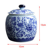 Maxbell Ceramic Flower Vases Decor Organizer Blue White Porcelain Temple Ginger Jars Peony Flowers