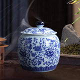 Maxbell Ceramic Flower Vases Decor Organizer Blue White Porcelain Temple Ginger Jars Peony Flowers