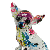 Maxbell Graffiti Chihuahua Statue Resin Crafts Animal Statue for Room Dog Lover Gift Spotted Graffiti