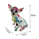 Maxbell Graffiti Chihuahua Statue Resin Crafts Animal Statue for Room Dog Lover Gift Spotted Graffiti