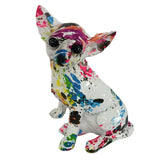 Maxbell Graffiti Chihuahua Statue Resin Crafts Animal Statue for Room Dog Lover Gift Spotted Graffiti