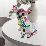 Maxbell Graffiti Chihuahua Statue Resin Crafts Animal Statue for Room Dog Lover Gift Spotted Graffiti