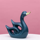 Maxbell Swan Figurines Animal Sculpture Modern for Table Centerpiece Bookshelf Decor Dark Green