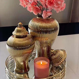 Maxbell Ceramic Flower Vases Storage Box Ginger Jar Vase for Centerpiece Arrangement L