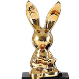 Maxbell 3Pcs Rabbit Family Statues Figurines Animal Figures Bedroom Bunny Sculptures Aureate