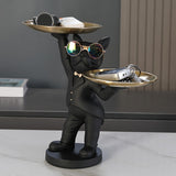 Maxbell Dog Desk Storage Tray Candy Holder Resin Animal Sculpture Sundries Container Black