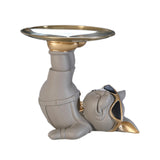 Maxbell Dog Statue Butler with Tray Ornament with Tray for Entry Cabinet Desktop Gray
