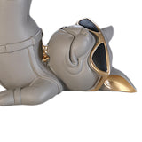 Maxbell Dog Statue Butler with Tray Ornament with Tray for Entry Cabinet Desktop Gray
