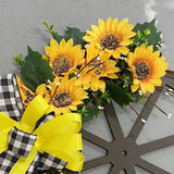 Maxbell Sunflower Wreaths Front Door Ornament Wooden Gears Artificial Flowers Wreath