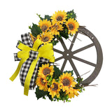 Maxbell Sunflower Wreaths Front Door Ornament Wooden Gears Artificial Flowers Wreath