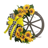Maxbell Sunflower Wreaths Front Door Ornament Wooden Gears Artificial Flowers Wreath