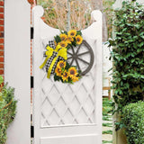 Maxbell Sunflower Wreaths Front Door Ornament Wooden Gears Artificial Flowers Wreath