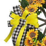 Maxbell Sunflower Wreaths Front Door Ornament Wooden Gears Artificial Flowers Wreath