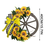 Maxbell Sunflower Wreaths Front Door Ornament Wooden Gears Artificial Flowers Wreath
