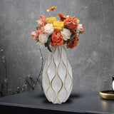 Maxbell White Ceramic Vases Centerpieces Flower Vases for Office Dining Room Wedding L