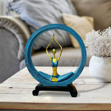 Maxbell Girl Figurines Lady Sculpture Resin Table Ornament Lightweight Circle Design Yoga