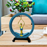 Maxbell Girl Figurines Lady Sculpture Resin Table Ornament Lightweight Circle Design Yoga
