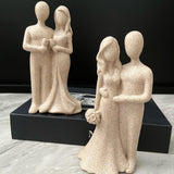 Maxbell Couple Statue Resin Couple Figurine Couple Sculpture Art for Valentine's Day Beige Flower