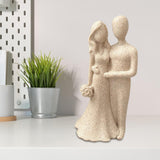 Maxbell Couple Statue Resin Couple Figurine Couple Sculpture Art for Valentine's Day Beige Flower