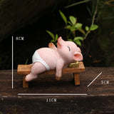Maxbell Resin Pig Figurine Pig Sculpture Pig Statue Creative Pig Crafts Home Outside Sleep 11cmx5cmx8cm