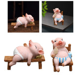 Maxbell Resin Pig Figurine Pig Sculpture Pig Statue Creative Pig Crafts Home Outside Sleep 11cmx5cmx8cm