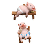 Maxbell Resin Pig Figurine Pig Sculpture Pig Statue Creative Pig Crafts Home Outside Sleep 11cmx5cmx8cm
