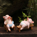 Maxbell Resin Pig Figurine Pig Sculpture Pig Statue Creative Pig Crafts Home Outside Sleep 11cmx5cmx8cm