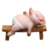 Maxbell Resin Pig Figurine Pig Sculpture Pig Statue Creative Pig Crafts Home Outside Sleep 11cmx5cmx8cm