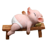 Maxbell Resin Pig Figurine Pig Sculpture Pig Statue Creative Pig Crafts Home Outside Sleep 11cmx5cmx8cm