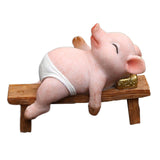 Maxbell Resin Pig Figurine Pig Sculpture Pig Statue Creative Pig Crafts Home Outside Sleep 11cmx5cmx8cm