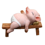 Maxbell Resin Pig Figurine Pig Sculpture Pig Statue Creative Pig Crafts Home Outside Sleep 11cmx5cmx8cm