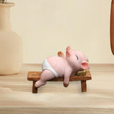 Maxbell Resin Pig Figurine Pig Sculpture Pig Statue Creative Pig Crafts Home Outside Sleep 11cmx5cmx8cm