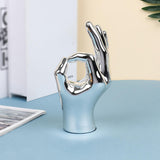 Maxbell Hand Gesture Statue Creative Hand Sculpture for Home Table Centerpiece Decor OK Argent