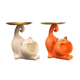 Maxbell Cat Statue Storage Tray Modern Sundries Container for Bedroom Tabletop Party white