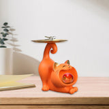 Maxbell Cat Statue Storage Tray Modern Sundries Container for Bedroom Tabletop Party orange