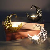 Maxbell Metal Candlestick Eid Mubarak Mantel Party Livingroom Tealight Candle Holder White